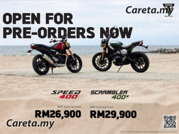 TEMPAHAN TRIUMPH SPEED DAN SCRAMBLER 400 UNTUK PASARAN MALAYSIA MULA DIBUKA